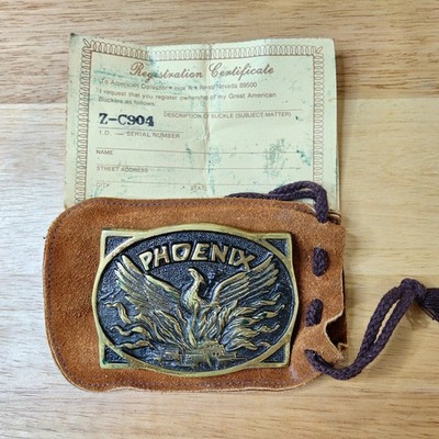 VINTAGE HERITAGE MINT PHOENIX BRASS BELT BUCKLE Z-8593 REG. COLL. SOLID BRASS