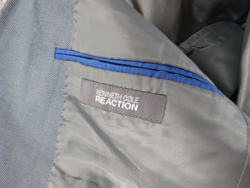 Kenneth Cole Reaction 40R Mens Sports Coat Gray Cotton Blend 2 Button - Picture 4 of 12