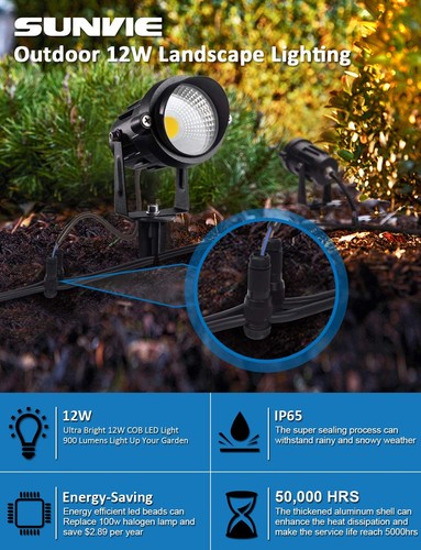 12W Low Voltage LED Landscape Lights 12V Waterproof Garden Spotlights - Picture 6 of 7