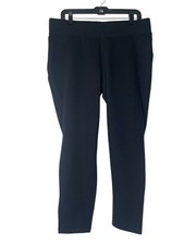 Lands End Pant Womens L 14-16 Black Pull On Cropped Cotton Blend Lounge Stretch