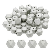 50pcs 20mm Light Gray Geometric Wood Beads 3.3mm Large Hole for Jewelry Making