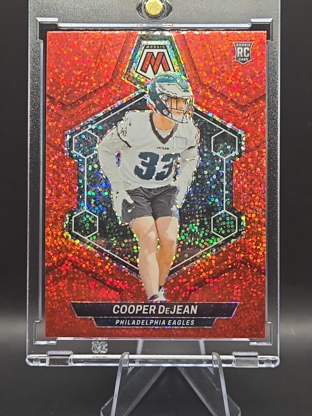 2024 Panini Mosaic Rookies Cooper DeJean #340 Mosaic Red Sparkle Prizm (RC)