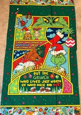 RK How Grinch Christmas Cindy Lou Who 100 cotton fabric panel aprox 24 x 44