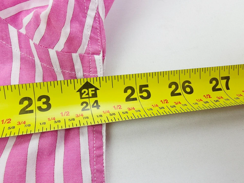 Camisa Hathaway Talla 15.5 32 Hombres Rosa Blanco Rayas Cuello Extendido Logo Bordado Foto 2 de 4