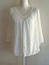 Women's Gorgeous White Blouse ~ Size 2X ~  AGB~ 48" Chest ~ Fully Lined! ~ EUC!