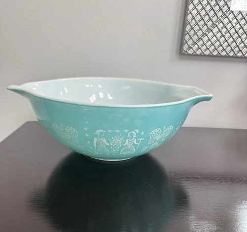 🔥 Vintage Pyrex 444 Turquoise Amish Butterprint Cinderella Bowl 4 Qt 🩵