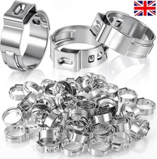 10-50PCS Single Ear Plus Stainless Steel Hose Clamps O Clips Pipe Fuel Water Air