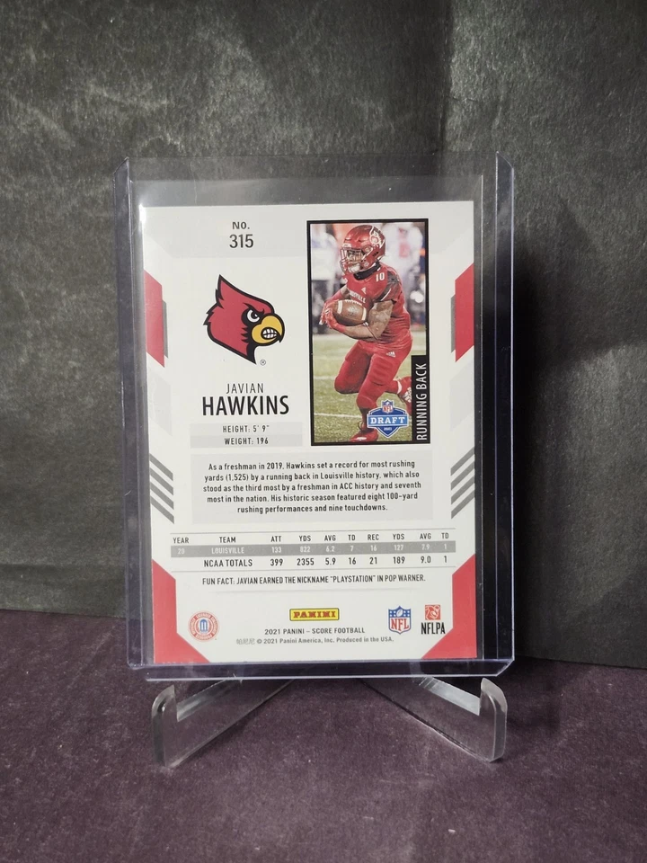 2021 Score Red #315 Javian Hawkins RC - Image 2 of 2