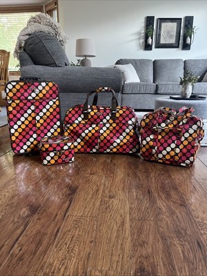 Vintage Y2K Roxy Luggage Set Polka Dot Roller Duffle Carry On Makeup Bag