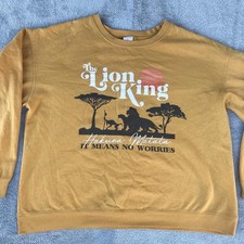 Disney The Lion King Sweatshirt Yellow Men 2XL Hakuna Matata Large Print Retro