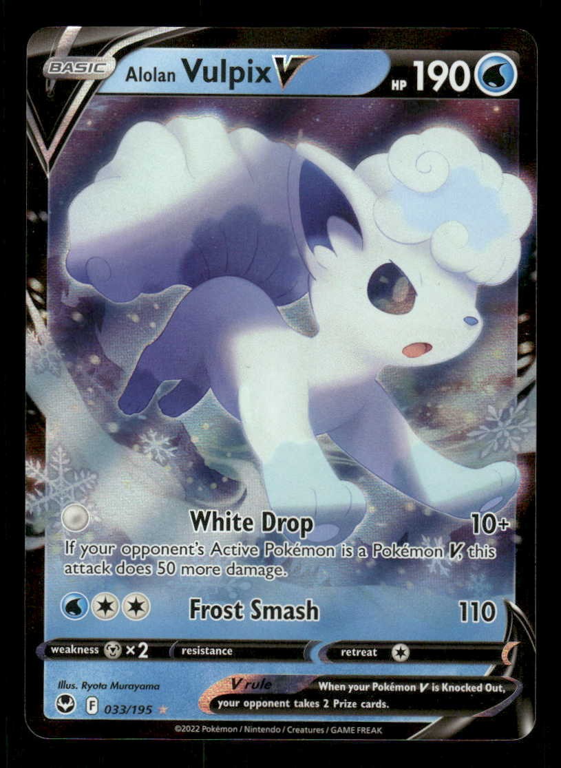Pokemon Alolan Vulpix V 033/195 Silver Tempest Holo V Rare NM/M
