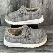 Hey Dude Wally Toddler Linen Stone Grey Loafers Slip On Shoes Size K9 160010704