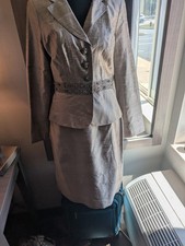 Kay Unger Silk Beige Beaded Skirt Suit 6