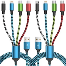 Travel Essentials Dual Type-C 4 in 1 Charging Cable 2 Pack 5FT Multi Charging Ca