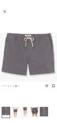 Amazon Essentials Men's Gray Canvas Slim-Fit Drawstring Shorts 5'' Elastic Waist