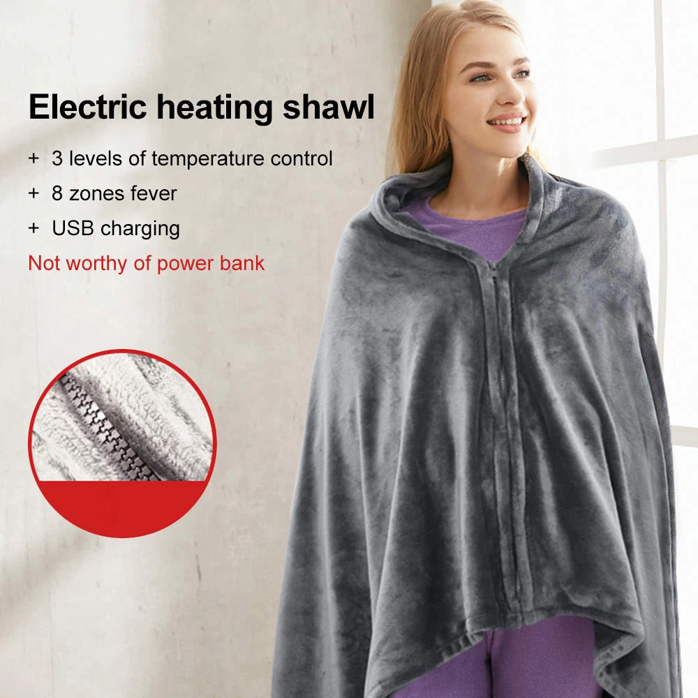 Electric Heated Blanket Washable Soft Throw Plush Winter 32x59u0026#034; Shawl  W/ Zipper | eBay