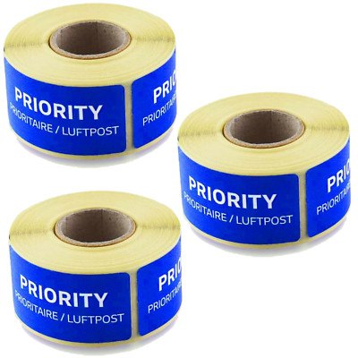 PRIORITY Luftpostaufkleber Post Original Rolle 250 Stück Prioritaire Aufkleber