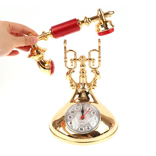 Retro Telephone Model Alarm Clock Creative Timekeeper Desktop Table Ornament _t - Picture 2 of 15
