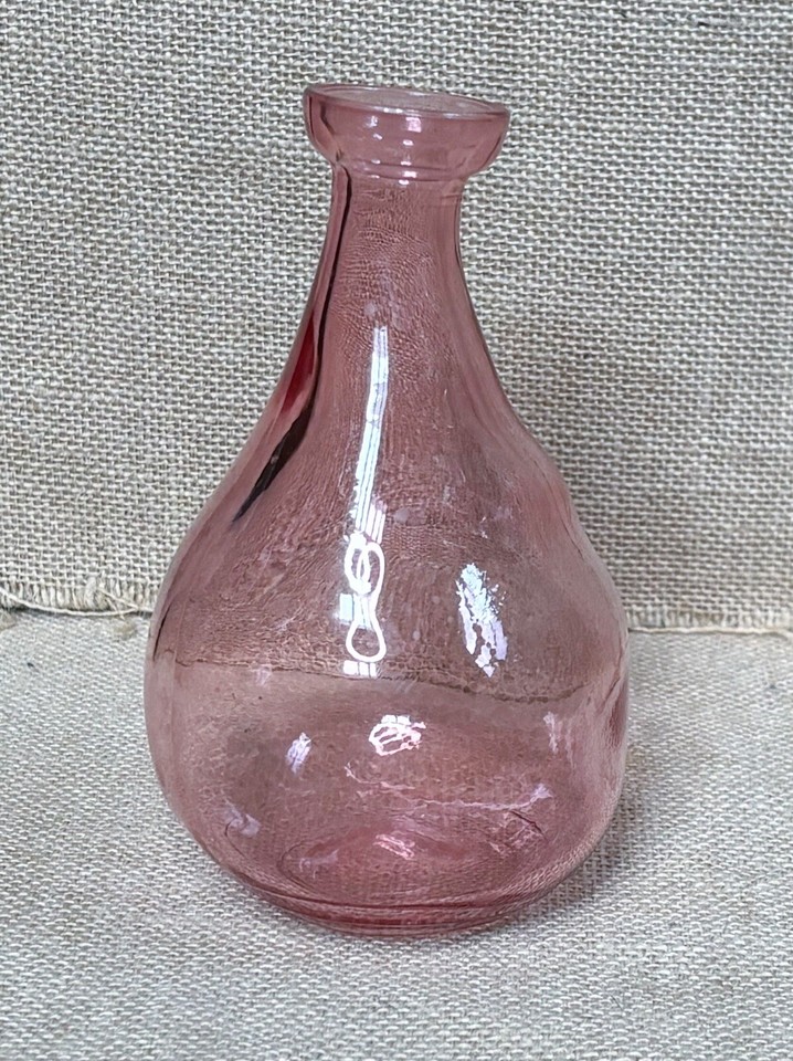 IKEA Vorvind Varvind 6 Inch Pink Glass Bud Vase Funky Shape Curvy