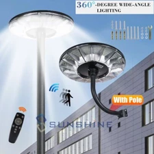 11000W Round 360° Commercial Solar Street Lights LED Outdoor Dusk Dawn Lamp+Pole