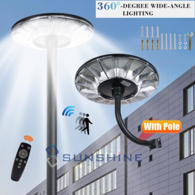 11000W 360° Commercial LED Solar Street Lights Outdoor Dusk Dawn Road Lamp +Pole