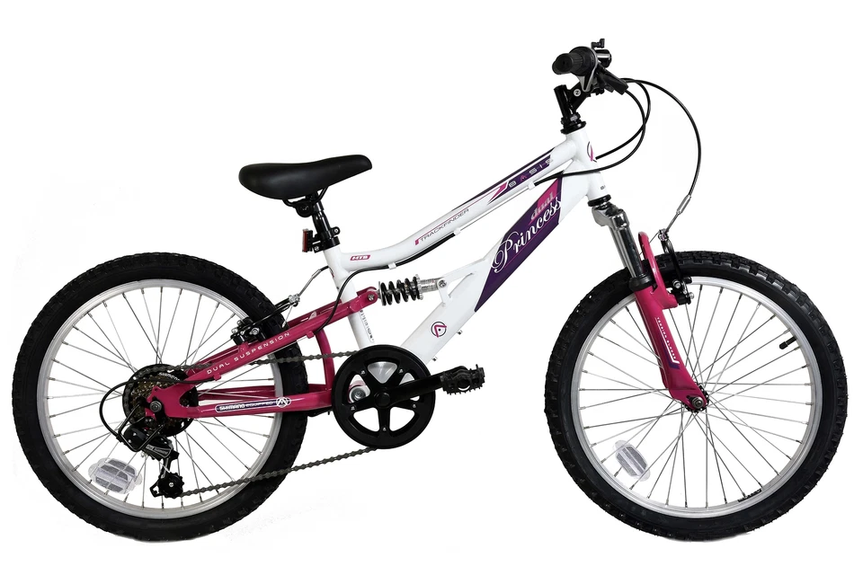 Basis Princess 20" Mädchenfahrrad Kinder Mountainbike Doppelfederung MTB weiß