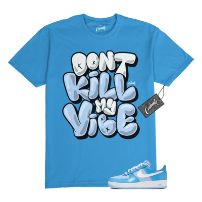 Air Force 1 Psychic Blue University Patent White LV8 T Shirt to Match DKMV