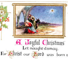 Christmas Birth of Jesus Holiday Nativity Star Night c.1925 Vintage Postcard