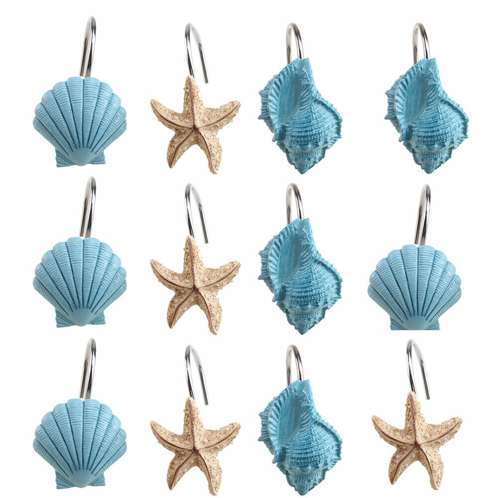 12 Metal Brass Sea Shells Seashell Shower Curtain Hooks Beach Home Bathroom For Sale Online Ebay
