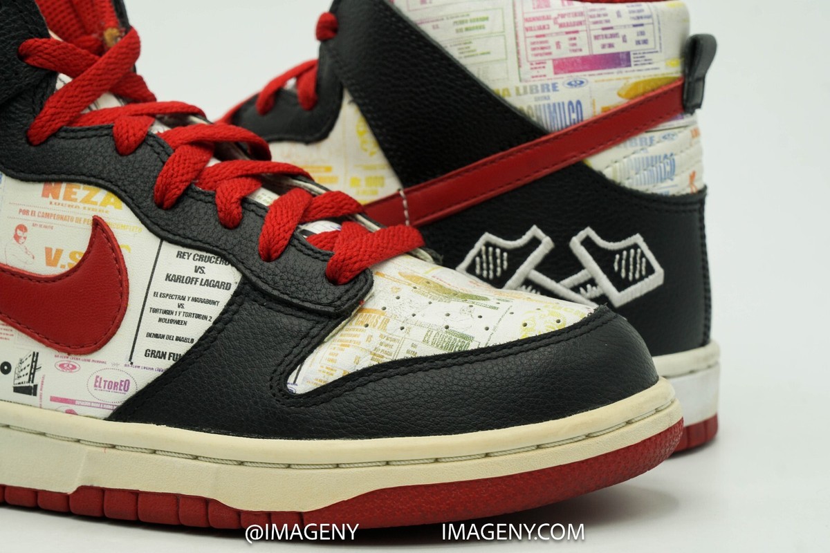 NIKE DUNK HIGH USED SIZE 7 LUCHA LIBRE BLACK/SPORT RED-WHITE