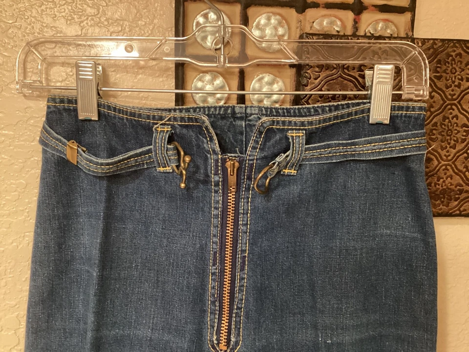 De colección Años 70 Rag City Blues Los Angeles Jeans Acampanados Cremallera Frontal Cinturón 26”Wx33”L Talla 8 Foto 2 de 4