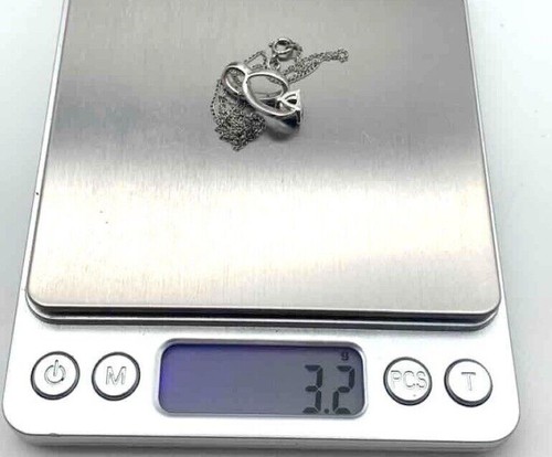 "Hermoso colgante de forma libre de zafiro azul y diamantes en collar de cadena de 20""" - Imagen 8 de 9