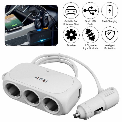 Car 12V Cigarette Lighter Socket Splitter 3.1A USB Charger Power Adapter Outlet - Picture 3 of 17