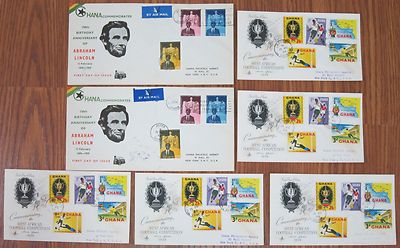 Lot 7x FDC's Ghana Africa First Day Covers 1959 Football & Abraham ...