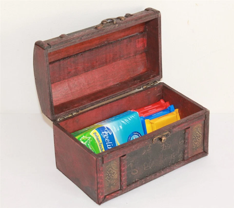 026 Kiste Box Truhe Holz Geldtruhe Schatzkiste Schatztruhe Geschenkebox Asia - Bild 4 von 4