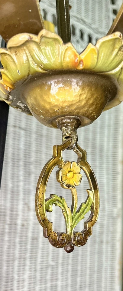 Lámpara de techo rara vintage años 20 30 ART Nouveau poli cromo araña 5 luces Foto 2 de 4