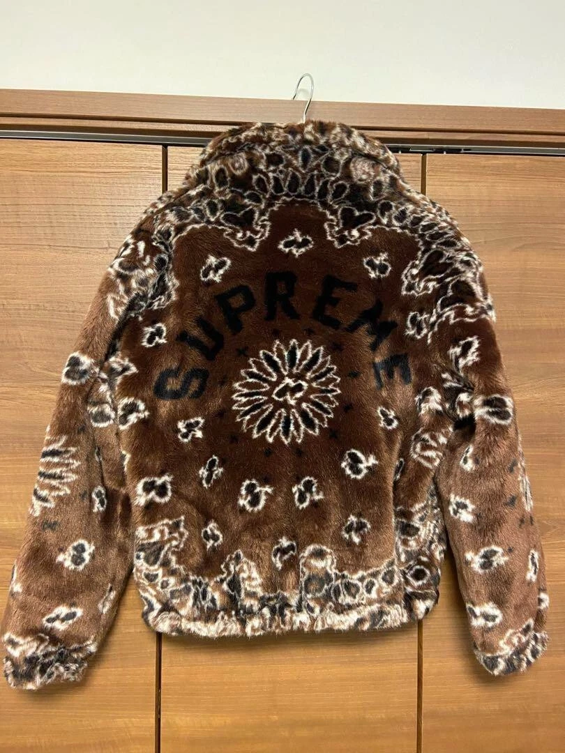 Blouson bomber fausse fourrure marron Supreme Bandana taille S occasion du Japon