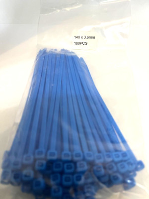 Blaue Kabelbinder 140*3,6 mm 100 Stück Zip Tie Wraps starkes Nylon