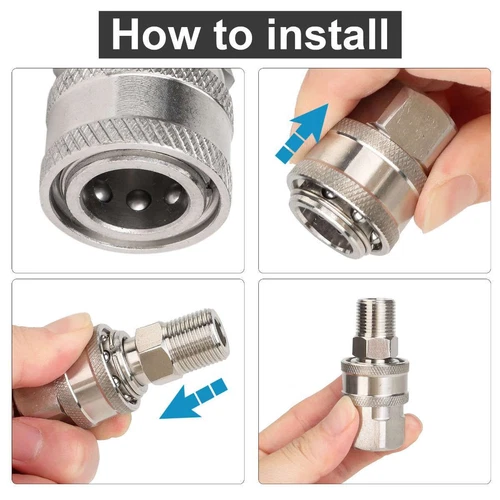 4Pcs NPT 3/8 Inch Pressure Washer Adapter Stainless Steel Quick Connect Fitting - Bild 8 von 11