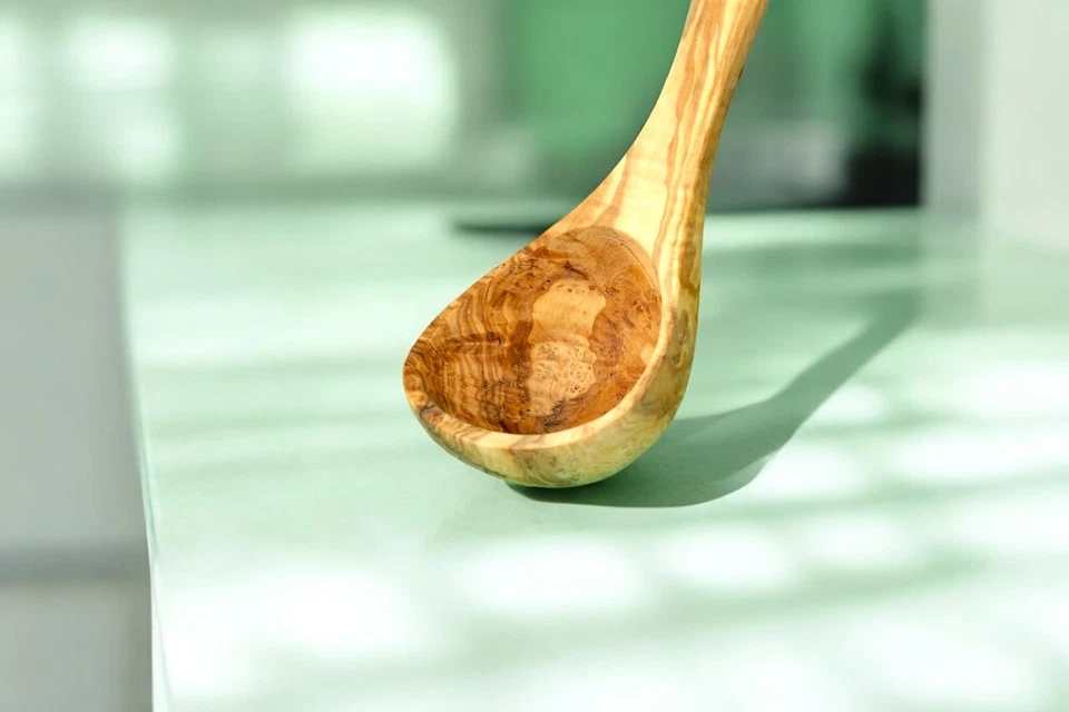 Handmade Olive Wood Soup Ladle 9.8" – Rustic Wooden Kitchen Scoop Spoon - Image 2 of 4