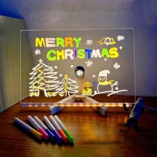LED Message Note Board with Colors, Acrylic Dry Erase Board w/ 7 Pens for  FAST