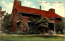 c1912 Old Log Cabin In Palmer Park Detroit Michigan Vintage Postcard