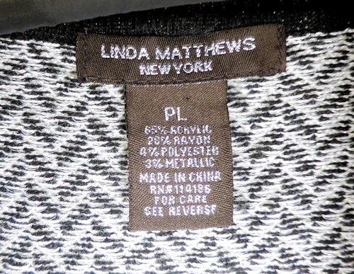 LINDA MATTHEWS Herringbone Gold Shimmer Open Front PL Knit Cardigan Shawl Collar - Picture 12 of 12