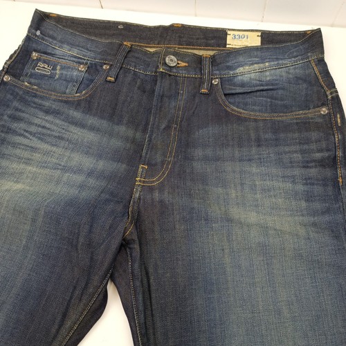 G Star Raw 3301 Men Jeans Denim Blue Pants Cotton Straight Size W 34 L 34 - Picture 4 of 22