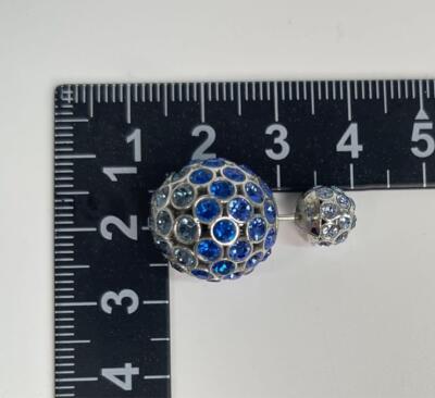 その他 dior Christian Dior Earrings Ball Rhinestone Blue Women's From