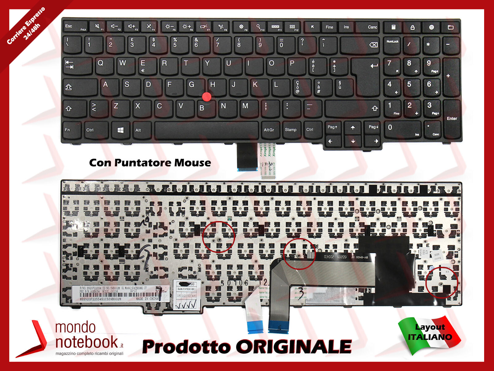 Tastiera Originale Italiana per notebook LENOVO THINKPAD E560 Nera