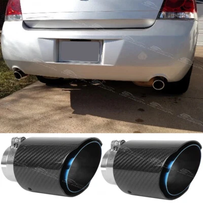 For Chevy Impala 2006-2013 Carbon 2.5" In 3.5" Out Exhaust Tips Tailpipe Muffler - Image 1 of 4
