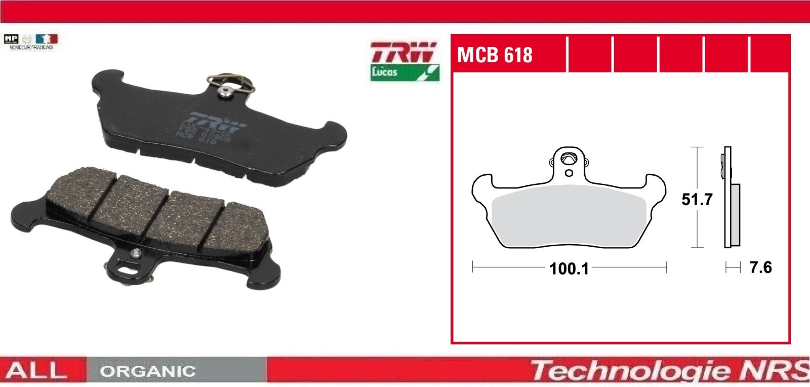 Plaquettes de frein avant TRW MCB618 Aprilia 350 Tuareg Wind 89 600 Pegaso 90-92
