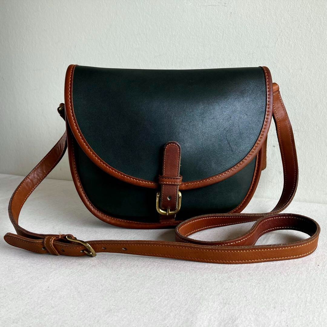 バッグ Rare Vintage Coach Leather Shoulder Bag Vintage Rare Coach Large Green Leather Crossbody Shoulder