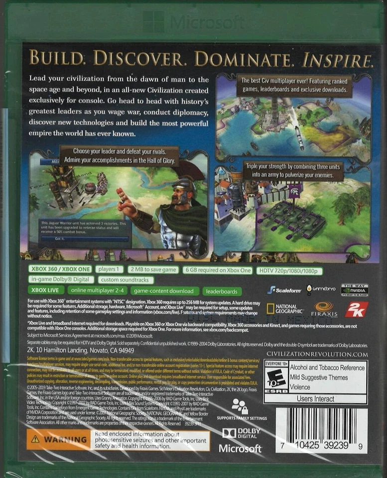 Civilization Revolution (Greatest Hits) (XB1 Packaging) Xbox 360 (Brand New Fact - Image 2 of 2